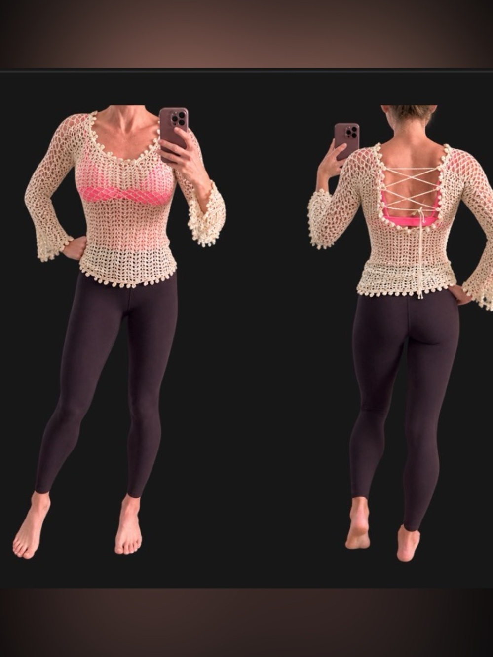 Y2K VINTAGE MORGAN DE TOI CROCHET "SPIDER WEB" Top size XS